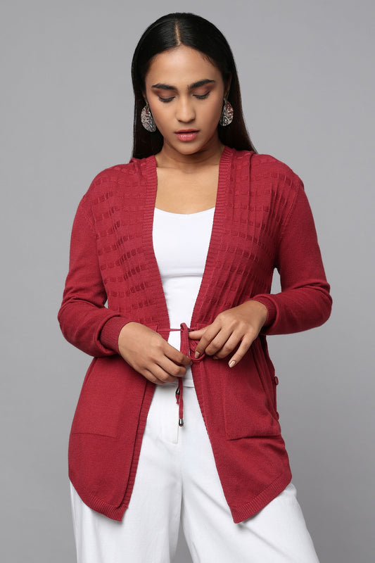 Everyday Knit Hoodie with Pockets - Maroon