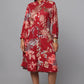 Red Printed Tie-Waist Shirt Dress