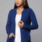 Knit Zip-Front Blue Sweater with Pocket Detail