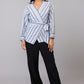 Striking Grey Stripe Wrap Top