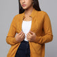 Cable Knit Zip-Up Sweater - Ocher