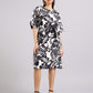 Black & White Floral Tie-Up Dress