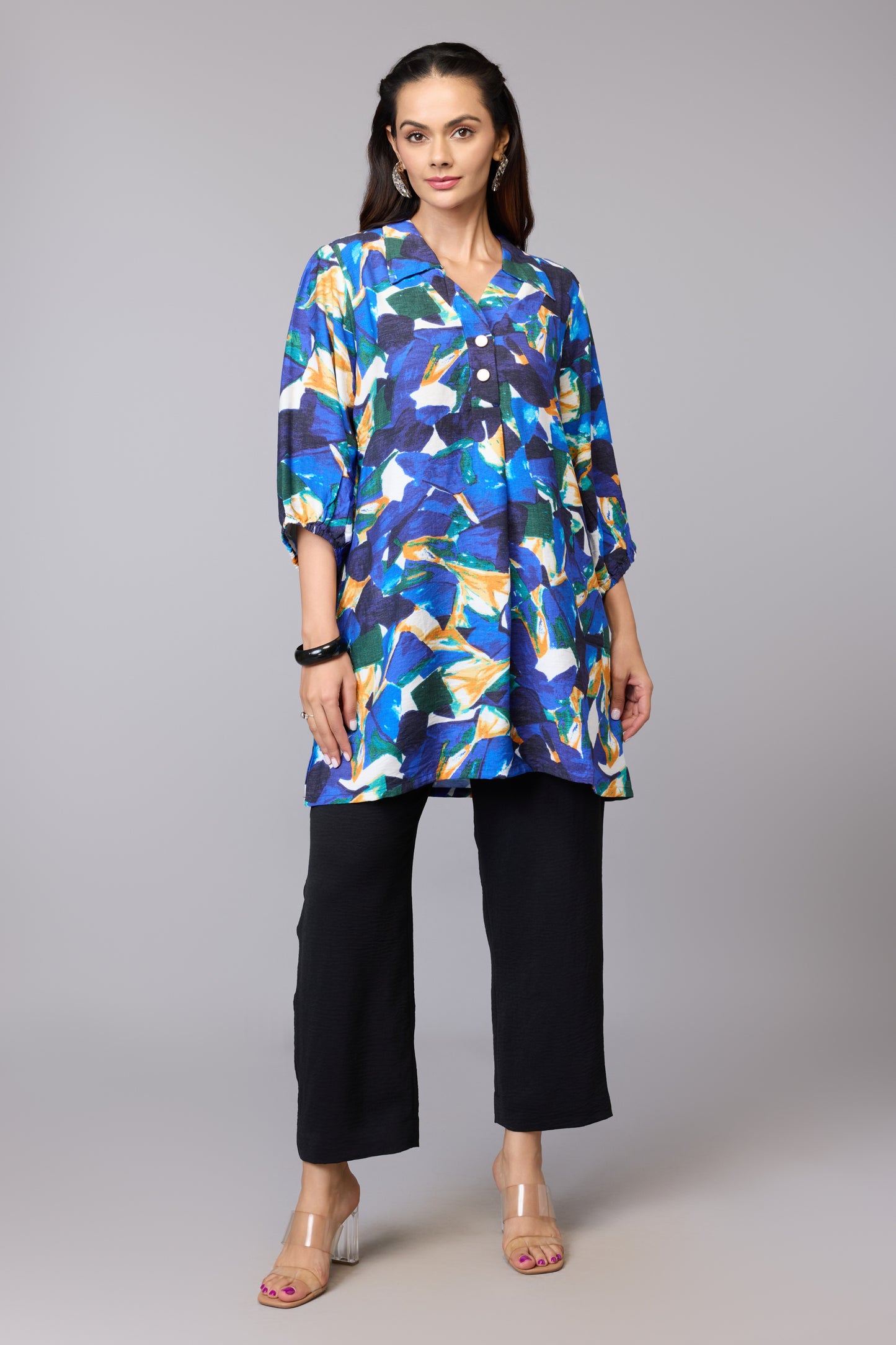 Blue Brushstroke Art Tunic