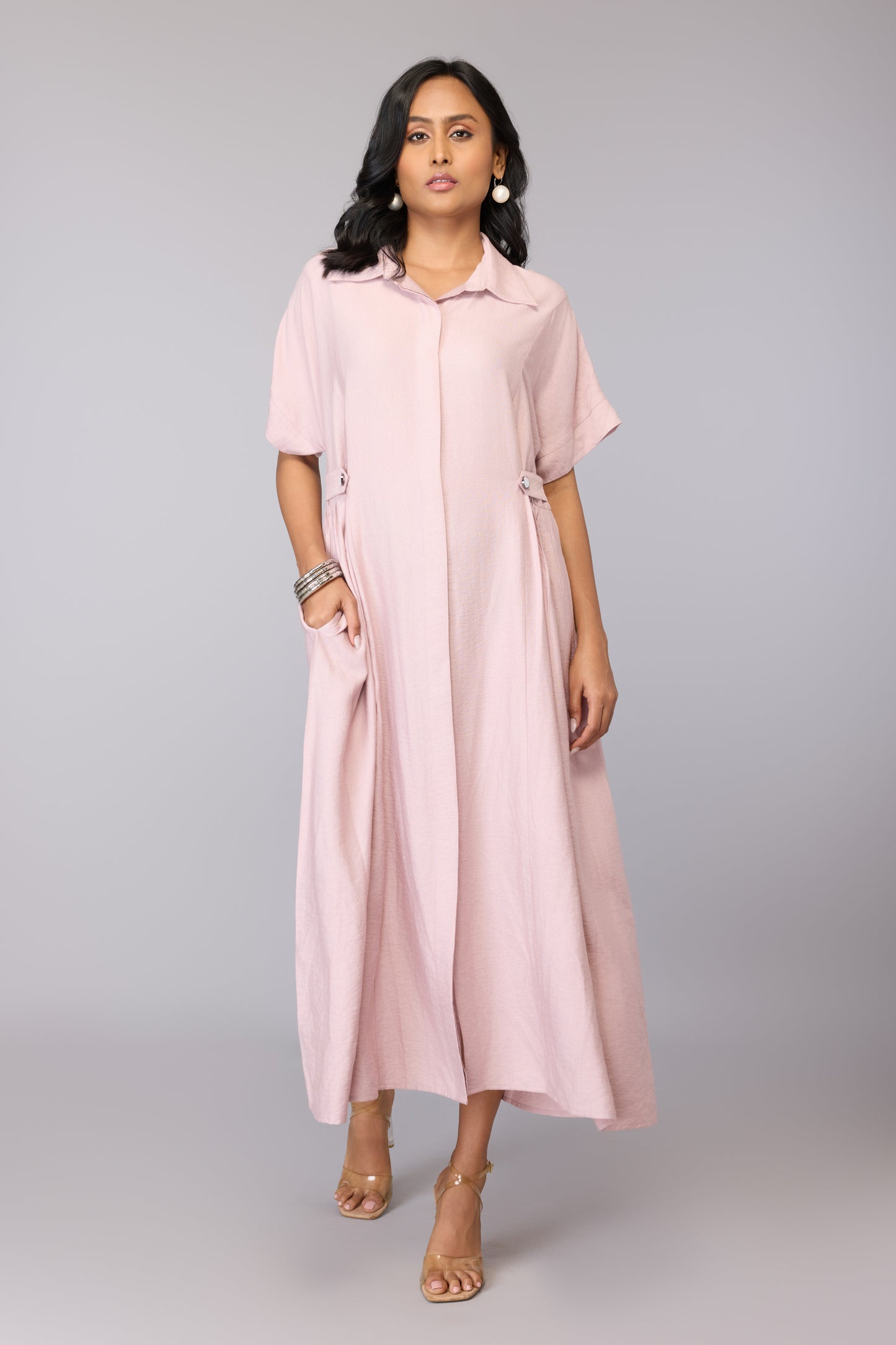 Lavender Breezy Buttoned Dress