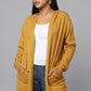Hooded Embellished Longline Cardigan - Ocher