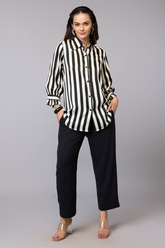 Monochrome Stripe Chic Shirt