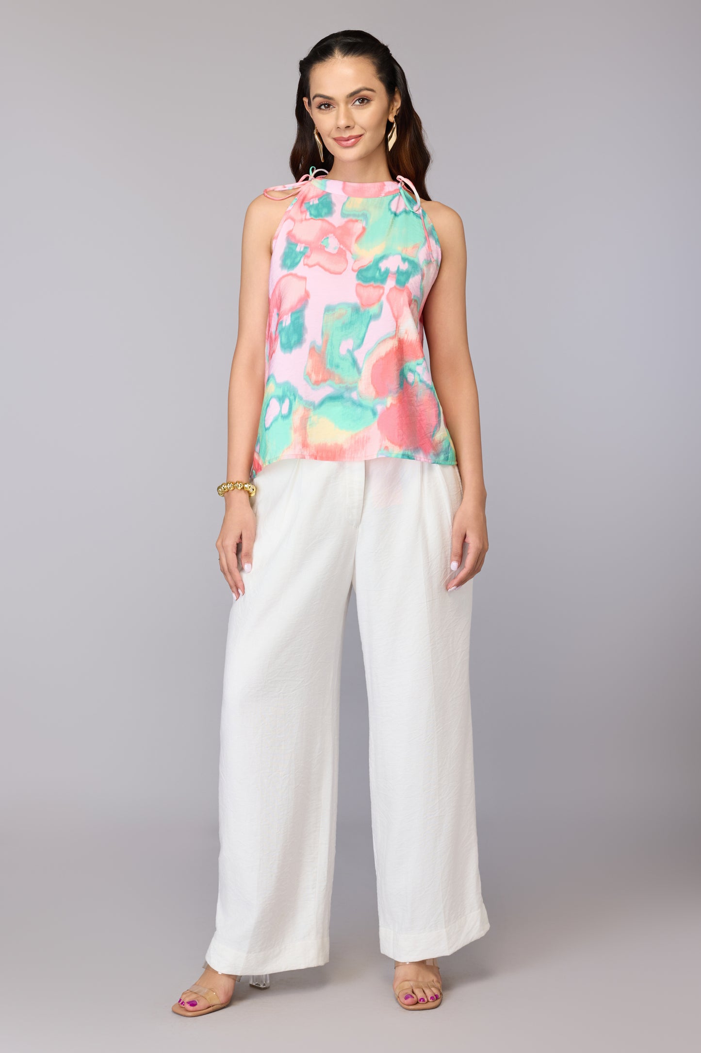 Vibrant Tie-Strap Halter Top