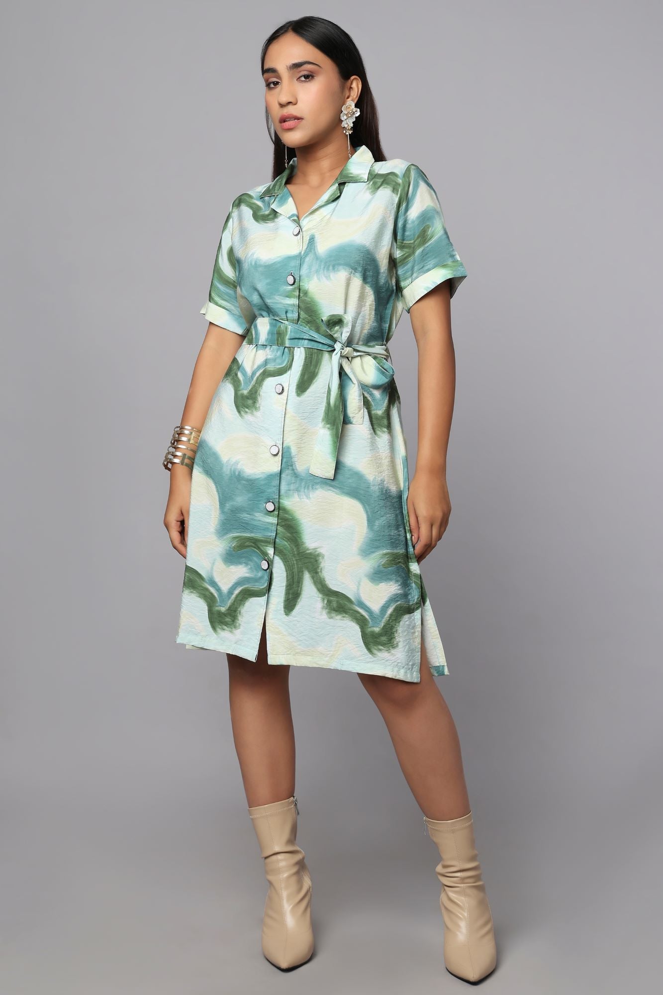 Dreamwave Crinkle Shirt Dress