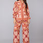 Palm Print Co-Ord Set - Brown | Viscose Blend