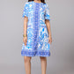 Blue Bloom Print A-Line Dress