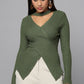 Ribbed Wrap Knit Sweater - Olive
