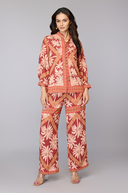 Palm Print Relaxed Trousers