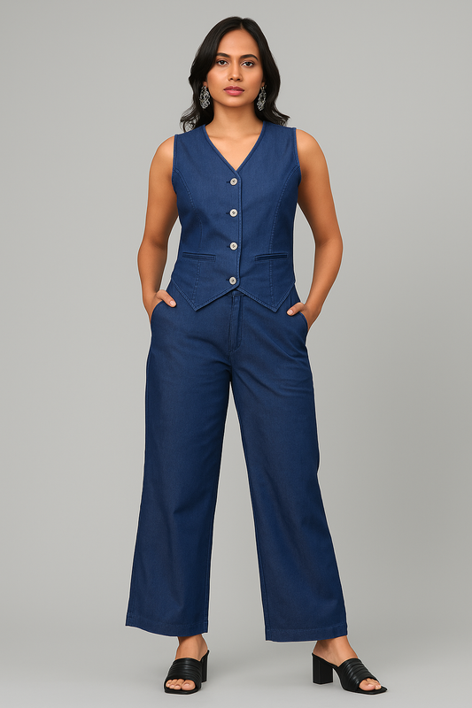 Zoya Blue Lyocell Denim Co-ord Set