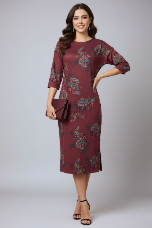 Ishani's Floral Button Knit Dress