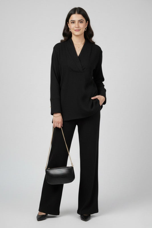 Black Textured Co-Ord Set