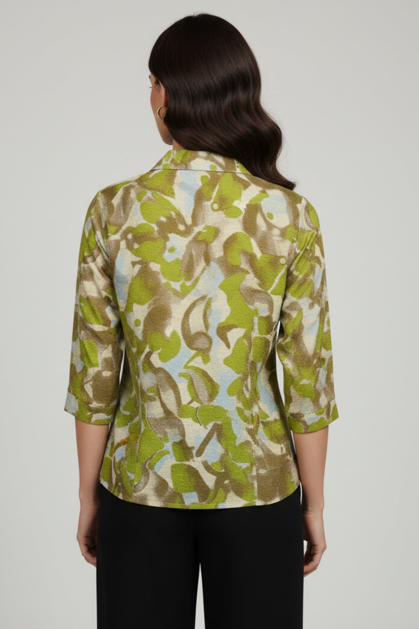 Brushstroke Printed Shirt with Gold Buttons