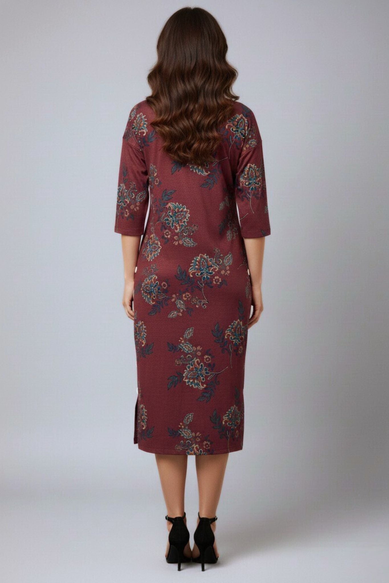 Ishani's Floral Button Knit Dress