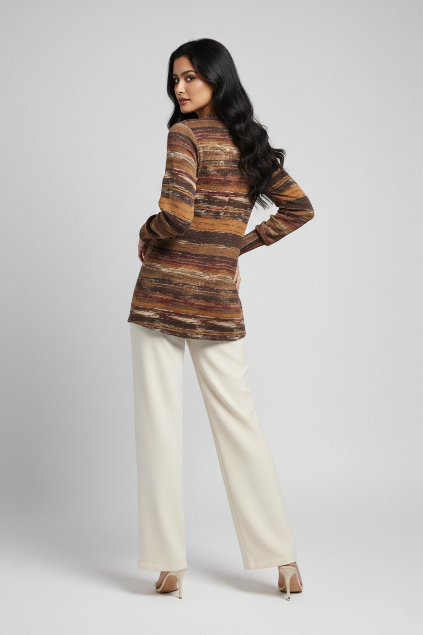 Earth-Tone Printed Tunic – Brown | Viscose Blend