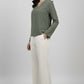 Pleated V-Neck Top - Olive | Polyester