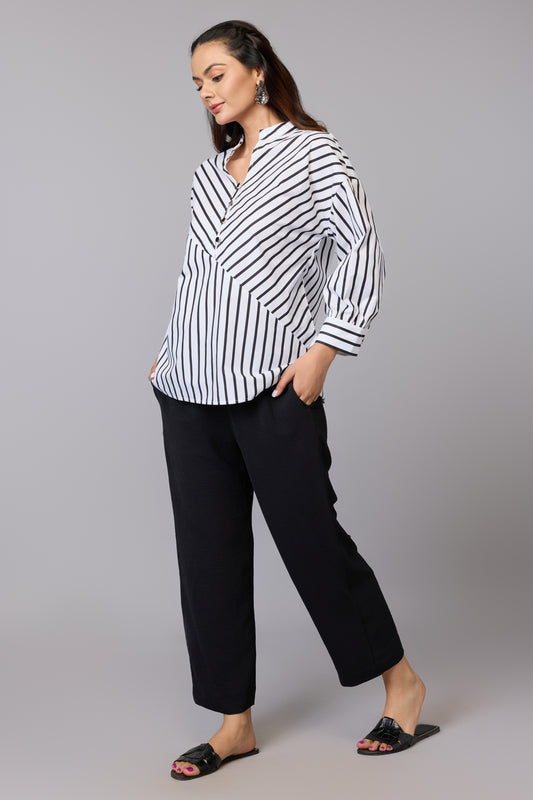 Black & White Striped Cotton Top