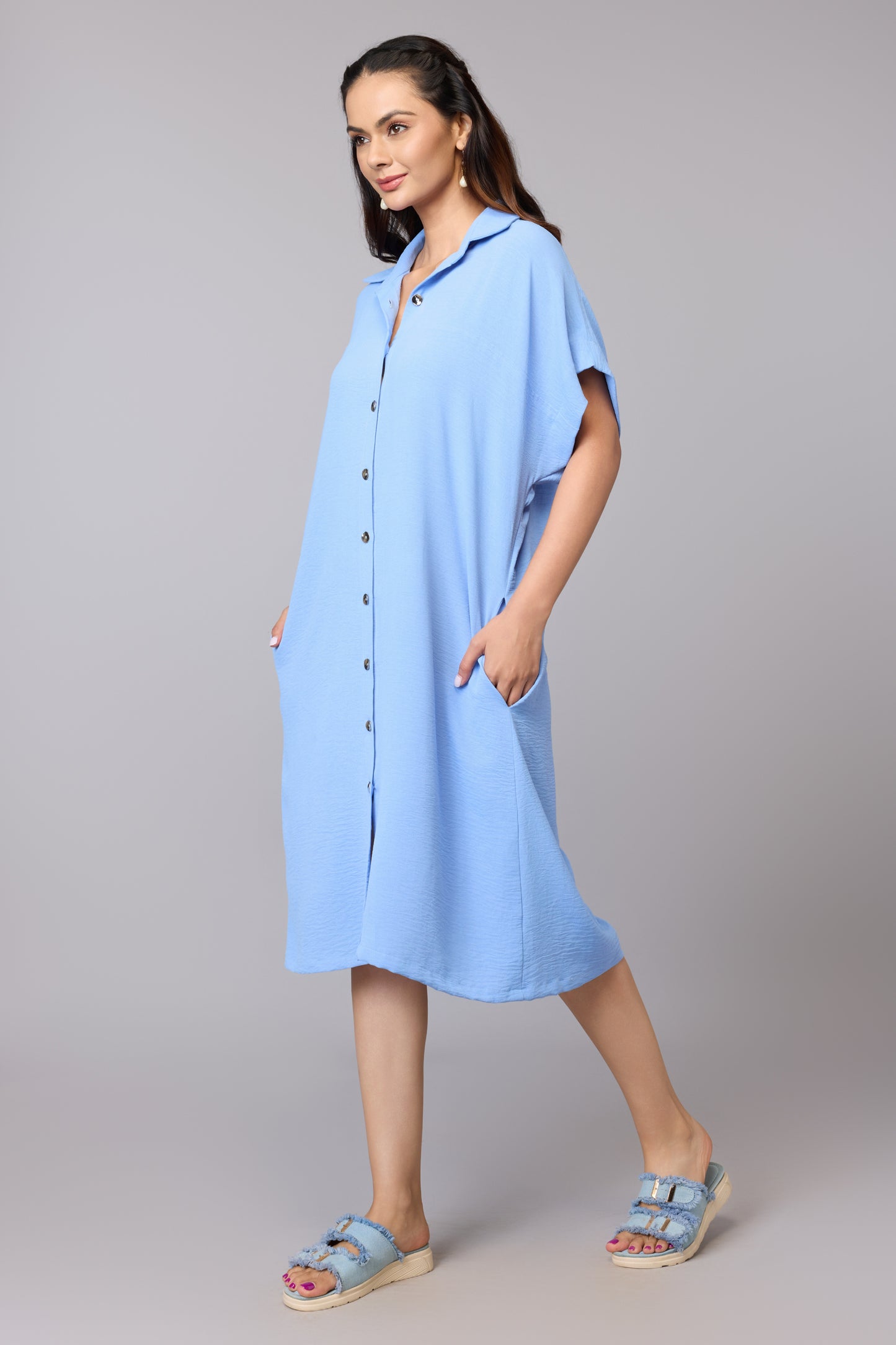 Sky Blue Shirt Dress