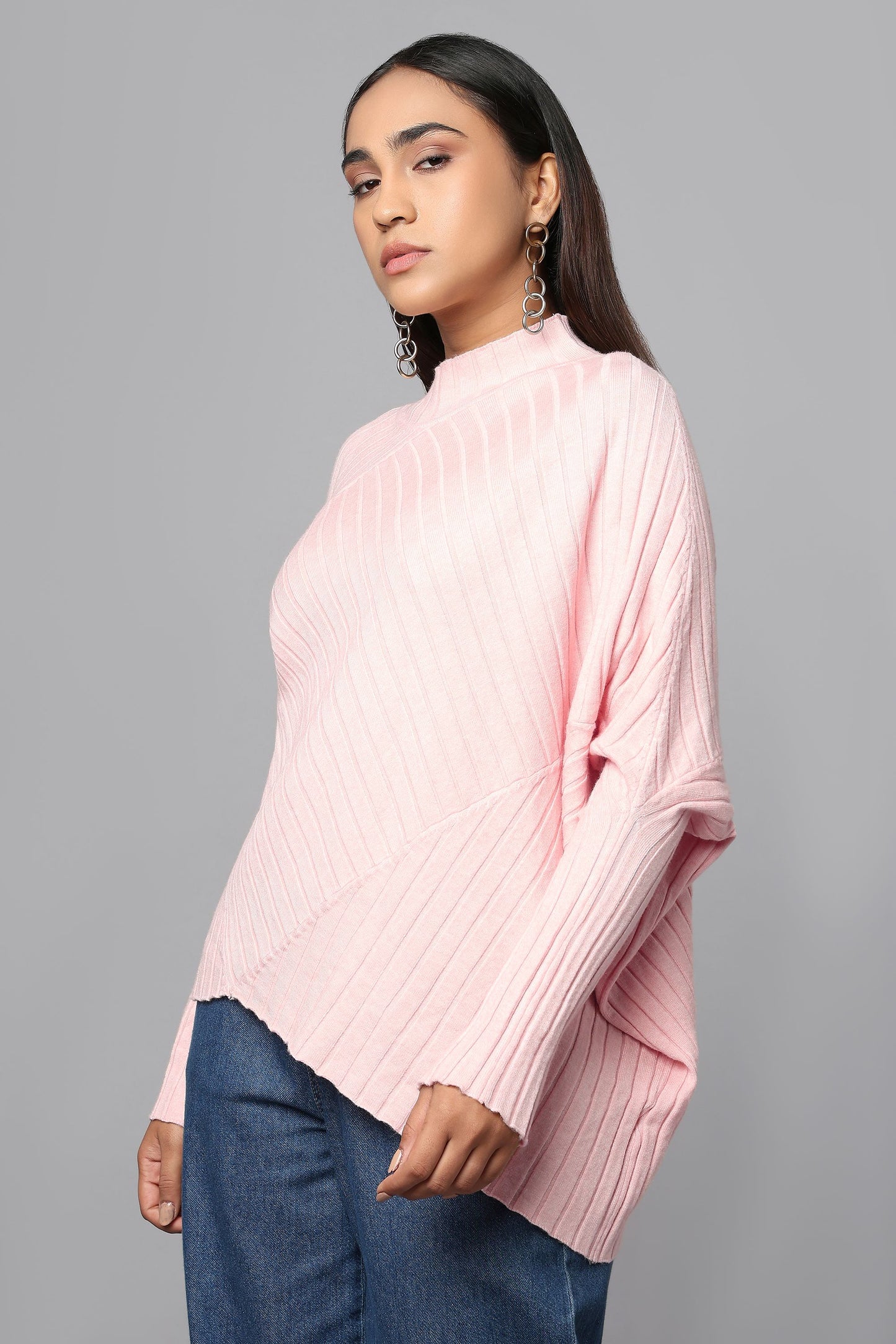 Effortlessly Chic Asymmetrical Sweater - Pink