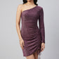 Wine One-Shoulder Lurex Party Dress