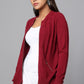 Knit Zip-Front Maroon Sweater with Pocket Detail