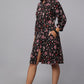 Black Printed Tie-Waist Shirt Dress