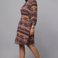 Earthline Knit Shirt Dress with Drawstring Waist