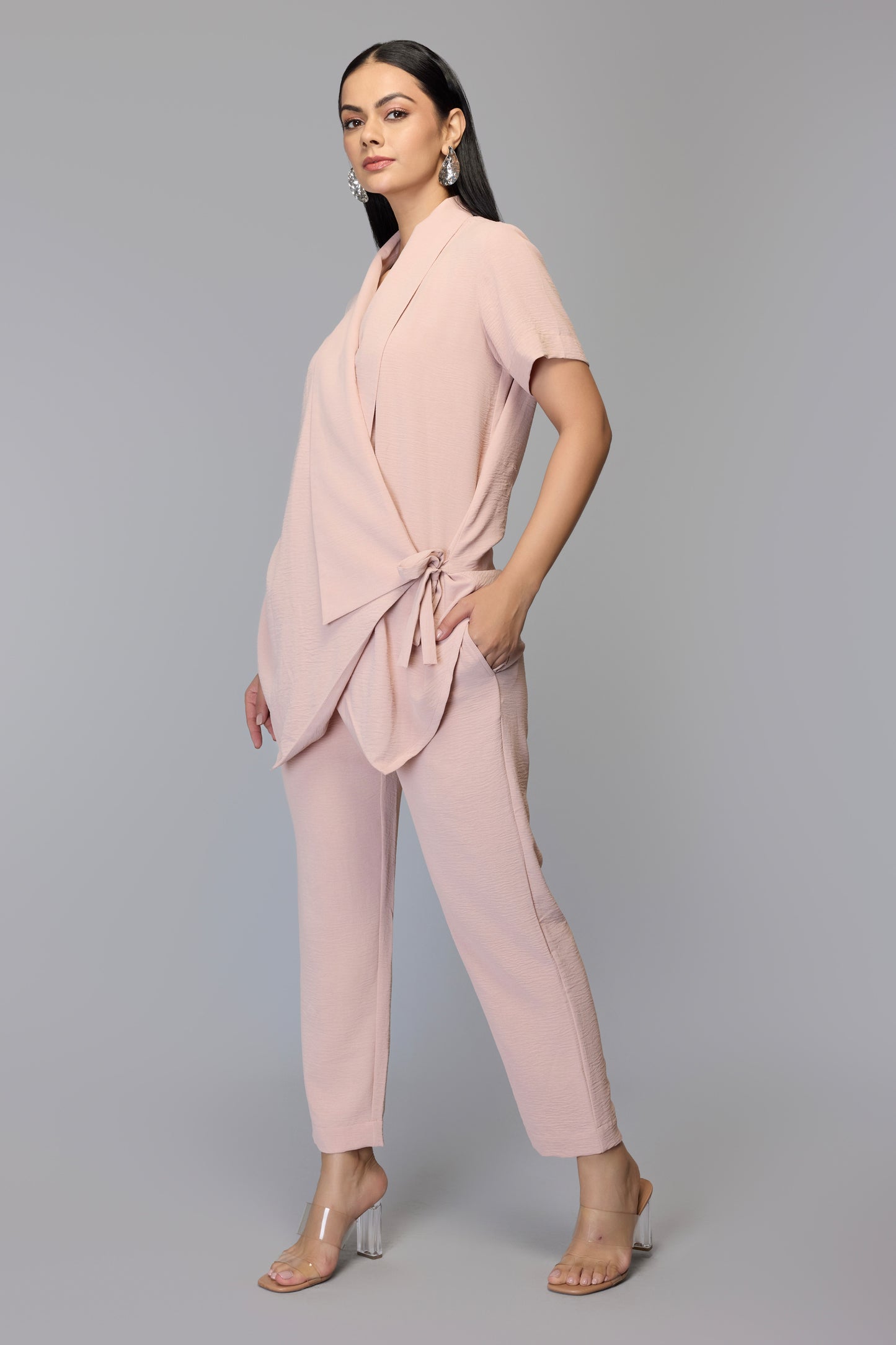 Dusky Pink Wrap-Style Co-ord Set