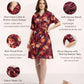 Floral Collared Tie-Up Dress – Cranberry | Viscose Blend