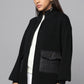 Zip-Up Black Sweater with Quilted Pockets