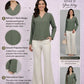 Pleated V-Neck Top - Olive | Polyester