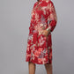 Red Printed Tie-Waist Shirt Dress