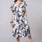 Abstract Belted Midi Dress - Multi | Viscose Blend