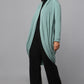Longline Knit Sweater with Draped Hem - Sage