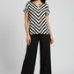 Criss Cross Neck Striped Top – Black & White | Silk Blend