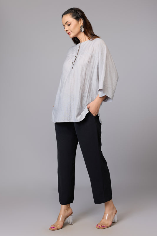 Misty Grey Buttoned Tunic
