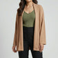 Dark Beige Ribbed Open Shrug