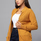 Cable Knit Zip-Up Sweater - Ocher