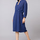 Blue Overlap Midi Dress
