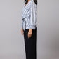 Striking Grey Stripe Wrap Top