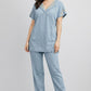 Embroidered Co-Ord Set - Blue | Lyocell Denim