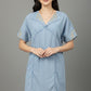 Short Sleeves Embroidered Tunic - Blue | Lyocell Denim