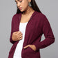 Hoodie Maroon Knit Sweater