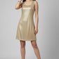 Sleeveless Mini Partywear Dress - Gold | Poly Blend