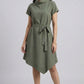 Cowl Neck Asymmetric Hem - Green | Polyester