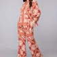 Palm Print Co-Ord Set - Brown | Viscose Blend