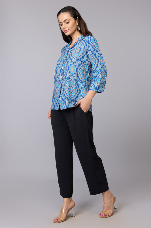 Blue Paisley Charm Top
